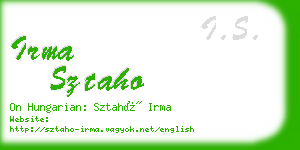 irma sztaho business card